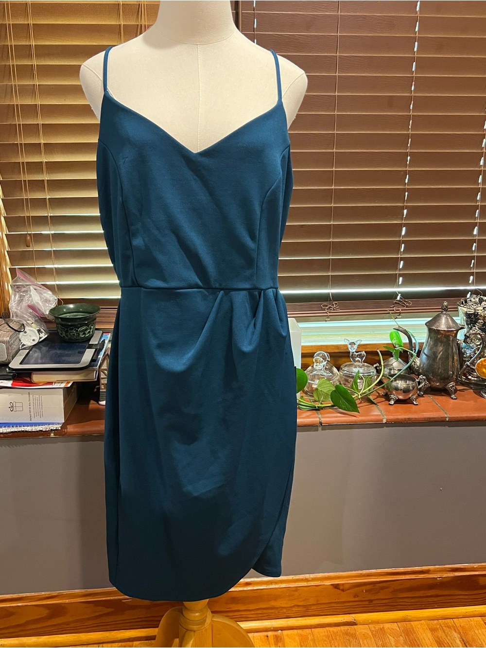 Lulus Forever Your Girl Dark Teal Blue Bodycon Mini Dress Size 1X NWT